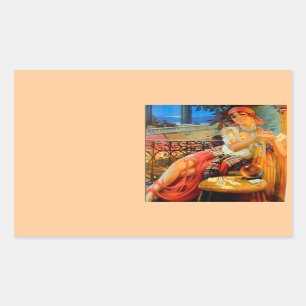 Esme, vintage fortune teller rectangular sticker