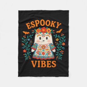 Esoky Vibes Maestra Halloween Spanish Mexican Boho Fleece Blanket