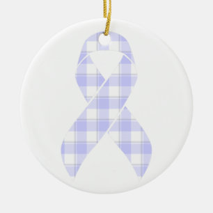 Esophageal Cancer Awareness Plaid Periwinkle Ceramic Tree Decoration