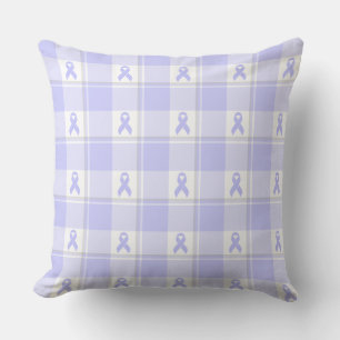 Esophageal Cancer Awareness Plaid Periwinkle Cushion