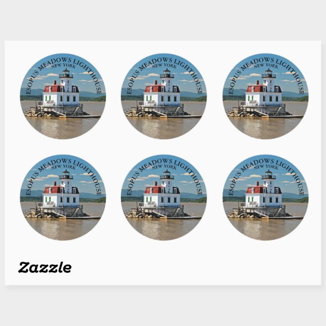 Esopus Meadows Lighthouse, New York Round Stickers (Sheet)