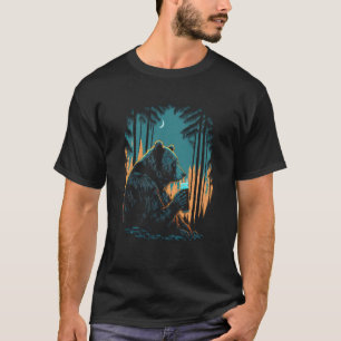 Esoteric Bear drinking Beer Night Forest  1 T-Shirt