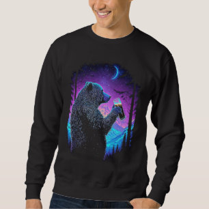 Esoteric Bear drinking Beer Night Forest 3 Sweatshirt