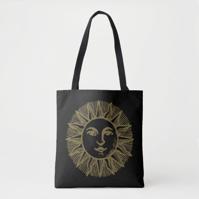 Esoteric Black Gold Sun Tote Bag (Front)