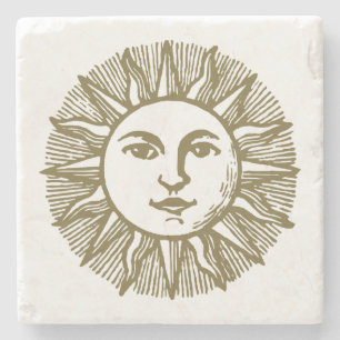 Esoteric Gold Sun Stone Coaster