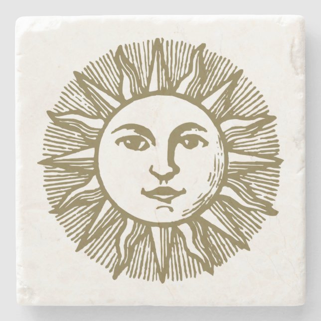 Esoteric Gold Sun Stone Coaster (Front)