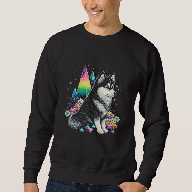Esoteric Husky Dog Crystals Cute Illustration  1 Sweatshirt (Front)