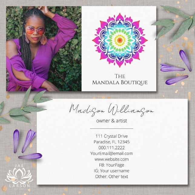 Esoteric Mandala Holistic Metaphysical Boho Photo Business Card (Creator Uploaded)