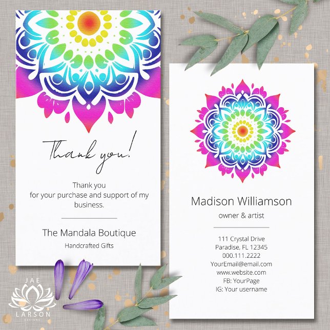Esoteric Mandala Holistic Metaphysical Thank You Business Card (Creator Uploaded)