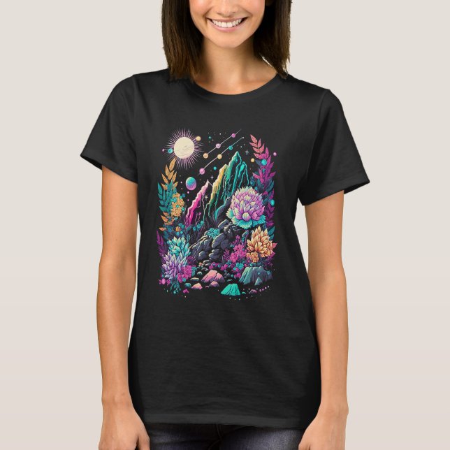 Esoteric Nature Crystals Cute Illustration T-Shirt (Front)