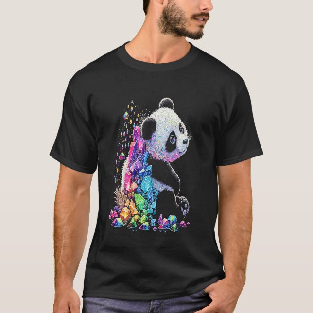 Esoteric Panda Crystals Cute Illustration  3 T-Shirt (Front)