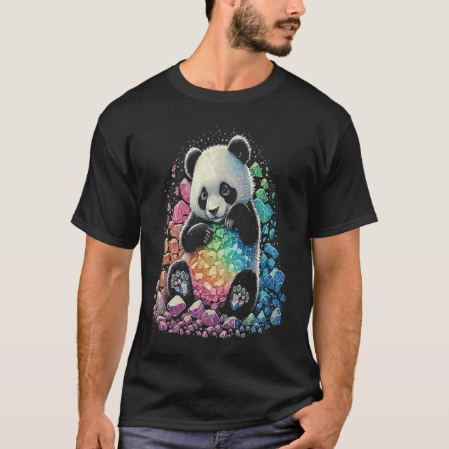 Esoteric Panda Crystals Cute Illustration  4 T-Shirt (Front)