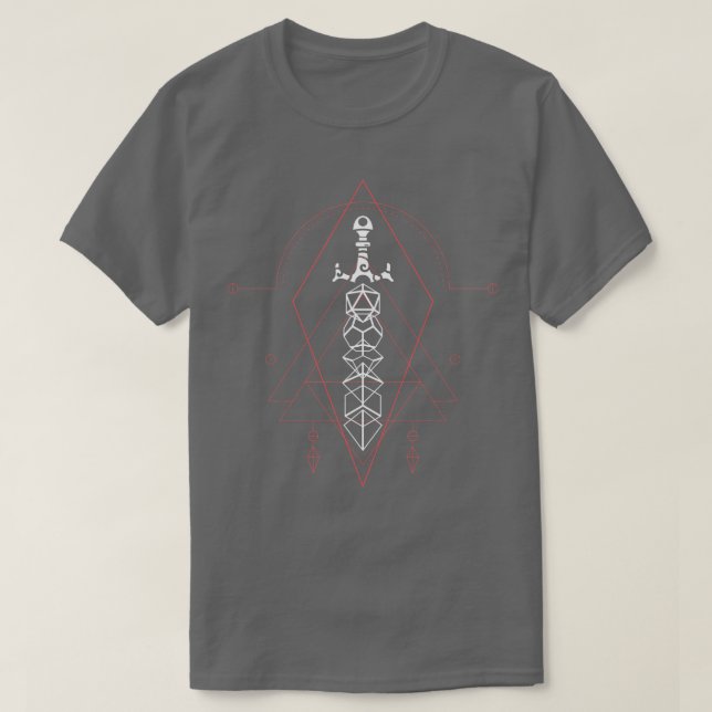 Esoteric Polyhedral Dice Set Sword T-Shirt (Design Front)
