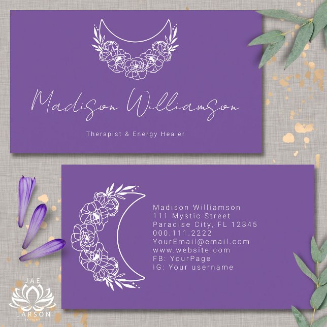 Esoteric Psychic Modern Minimalist Crescent Moon Business Card (Creator Uploaded)