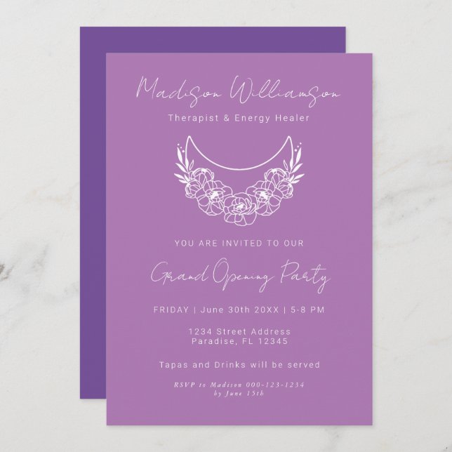 Esoteric Psychic Modern Moon Business Event Invitation (Front/Back)