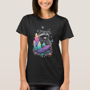 Esoteric Racoon Pet Art Crystals Cute Illustration T-Shirt