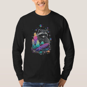 Esoteric Racoon Pet Art Crystals Cute Illustration T-Shirt