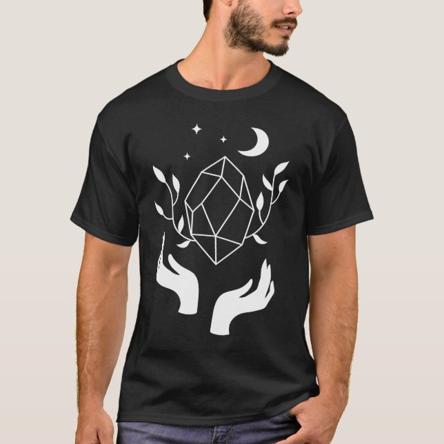 Esoteric Spiritual Moon Flower Line T-Shirt (Front)