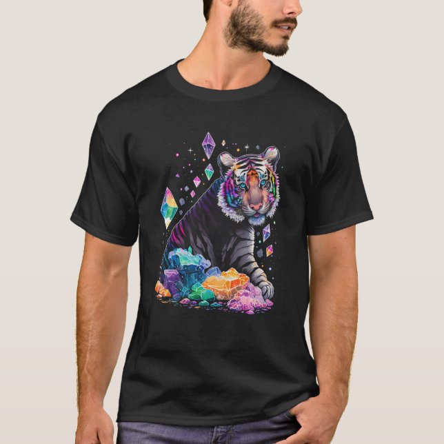 Esoteric Tiger Crystals Cute Illustration  2 T-Shirt (Front)