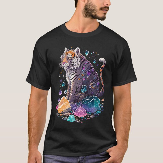 Esoteric Tiger Crystals Cute Illustration  2 T-Shirt (Front)