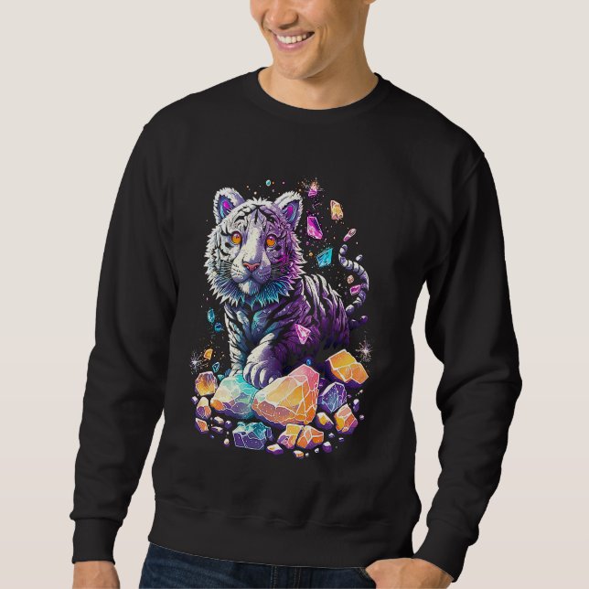 Esoteric Tiger Crystals Cute Illustration  7 Sweatshirt (Front)
