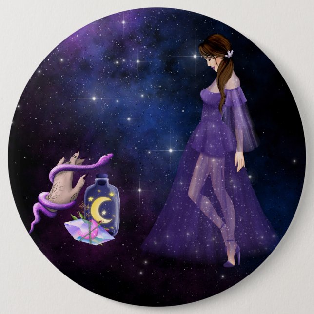 Esoteric Witchcraft Magick Purple Gift For Witch 6 Cm Round Badge (Front)