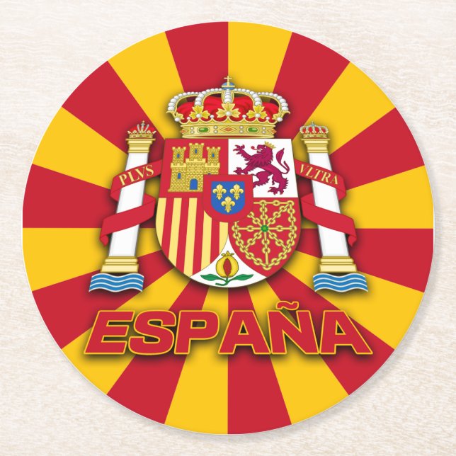 Espana Coat of Arms Round Paper Coaster (Front)
