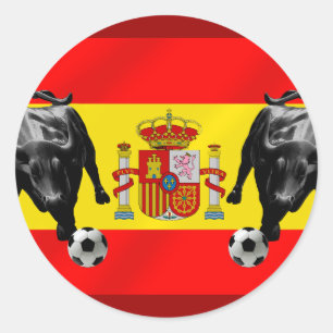 España La Furia Roja futbol Toro Flag of Spain Classic Round Sticker