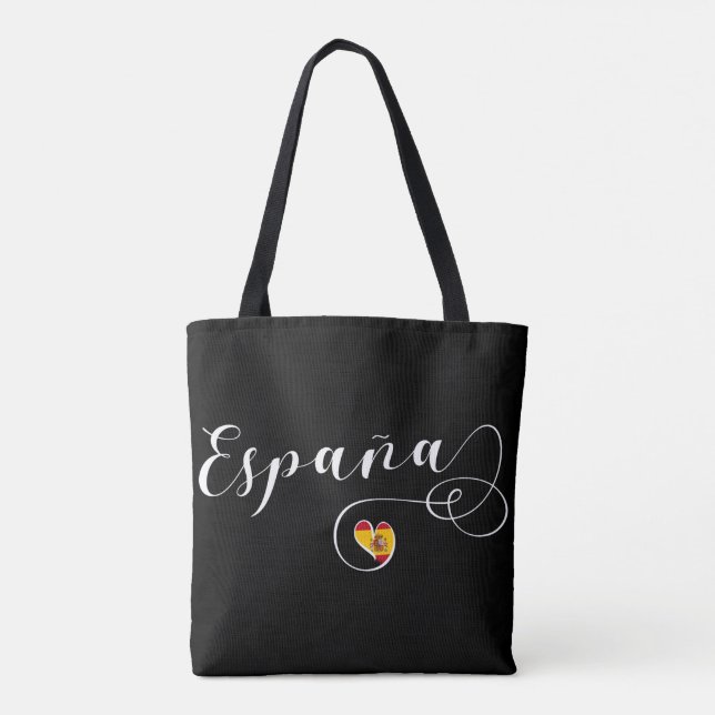 España Spain Flag Heart, Spanish Tote Bag (Back)