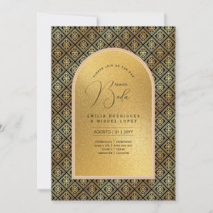 Espanol Invitación Boda Elegant Black Gold Wedding Invitation