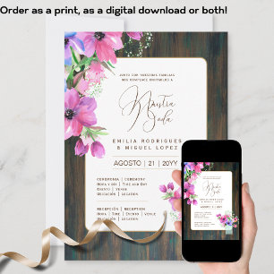 Espanol Invitación de Boda Floral Wedding Rustic I Invitation