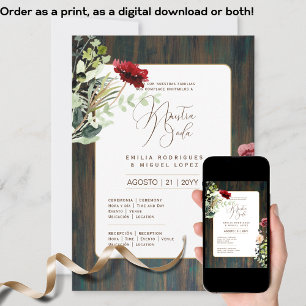 Espanol Invitación de Boda Floral Wedding Rustic I Invitation