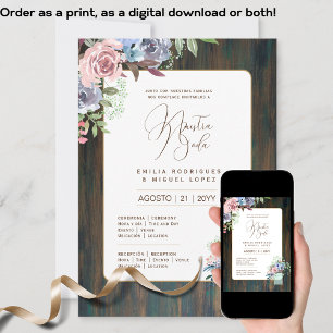 Espanol Invitación de Boda Floral Wedding Rustic I Invitation