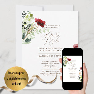 Espanol Invitación de Boda Summer Floral Wedding I Invitation