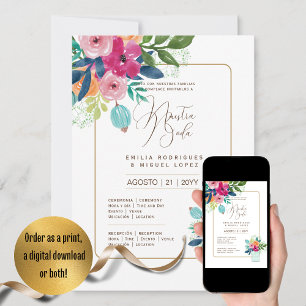 Espanol Invitación de Boda Summer Floral Wedding I Invitation