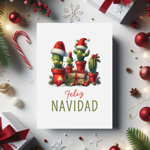 Espanol Mexican Feliz Navidad Cactus Holiday Card