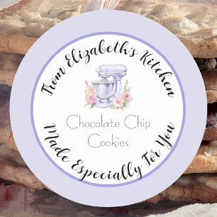 Especially For You Blue Floral Mixer Home Baked Classic Round Sticker