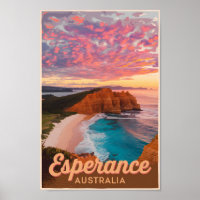 Esperance Australia Illustration Travel Art Retro