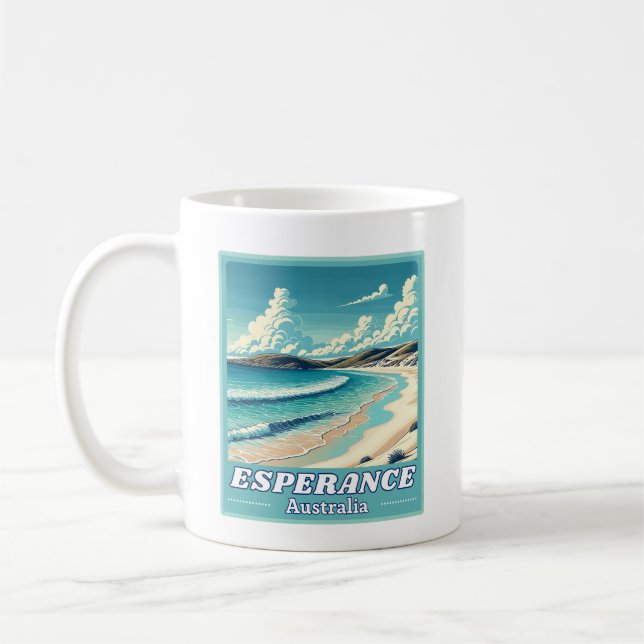 Esperance in Western Australia Retro Skyline Coffee Mug (Left)