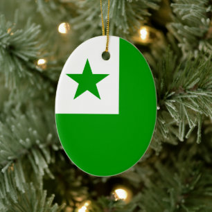 Esperanto Flag Ceramic Tree Decoration