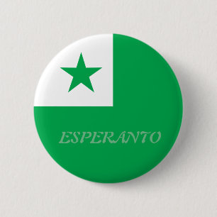 Esperanto flag+text, 6 cm round badge