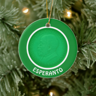 Esperanto flag + Zamenhof, Ceramic Tree Decoration