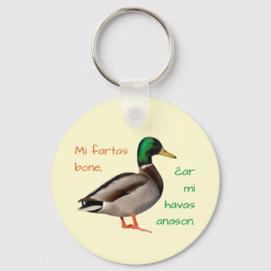 Esperanto: Mi fartas bone, ĉar mi havas anason. Key Ring