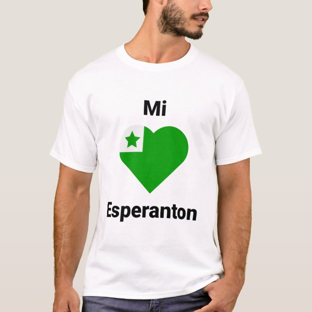 Esperanto t-shirt Mi amas Esperanton (Front)