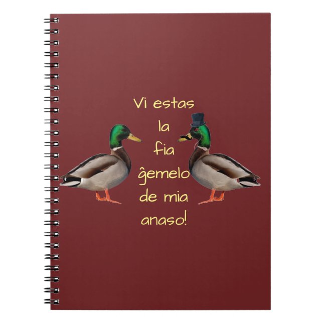 Esperanto: Vi estas la fiĝemelo de mia anaso! Notebook (Front)