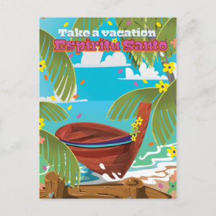 Espiritu Santo vacation travel poster. Postcard
