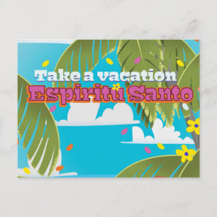Espiritu Santo vacation travel poster. Postcard