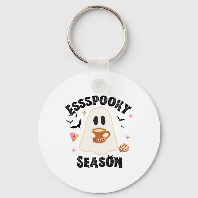 Espooky Season Funny Ghost Groovy Retro Halloween  Key Ring (Front)