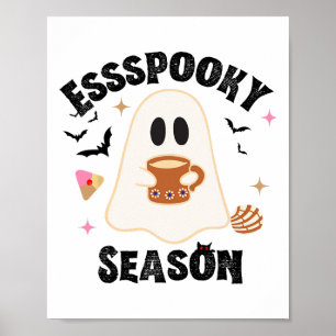 Espooky Season Funny Ghost Groovy Retro Halloween  Poster