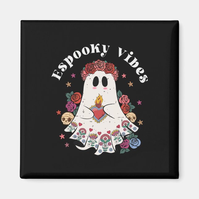 Espooky Vibes Cute Ghost Funny Mexican Halloween C Magnet (Front)